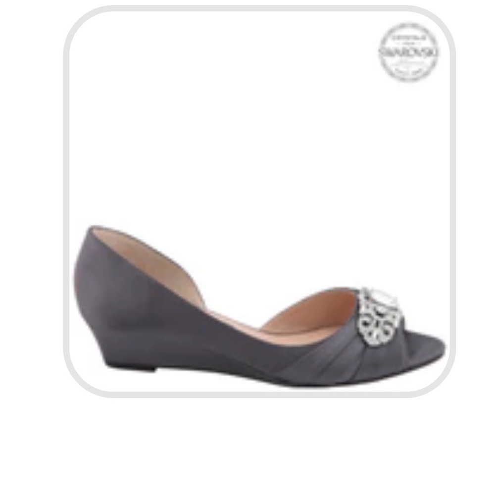 Nina Steel Satin Wedge Heels